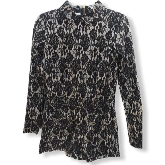 AGAIN Shorts Romper‎ Black Lace - Picture 1 of 9